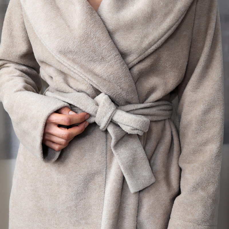 MOUNT EVEREST / FLEECE BATHROBE - COLOUR / Beige